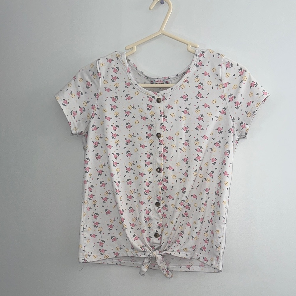 Poof girl new york Floral Button-Down Tie-Front Top